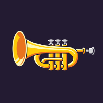Brass trumpet vector icon.