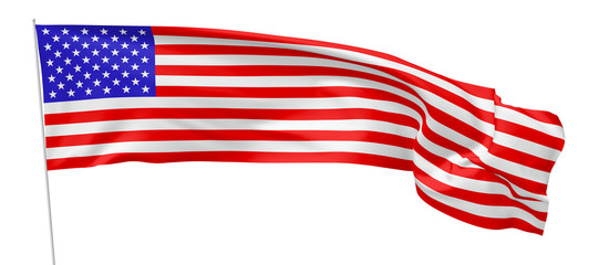 United States long flag with flagpole