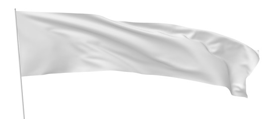 White long flag on flagpole waving in wind