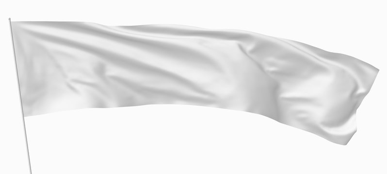 Long white flag on flagpole
