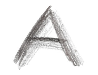 Capital letter A hatching grunge graphite pencil background and texture isolated on white background, design element
