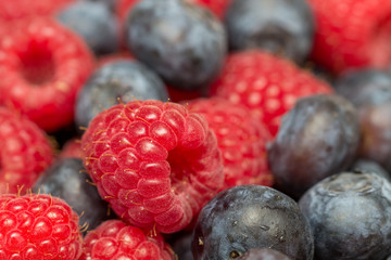 raspberries and blueberries