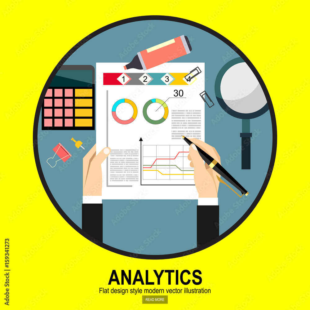 Aufkleber analytics information and development website statistic. concepts for web banners, printed and promo