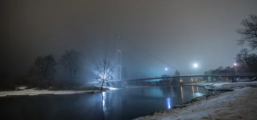 Photo sur Plexiglas Ville sur leau Panorama du pont de nuit