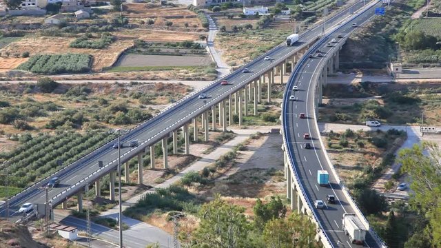 Aerial view of a highway junction in Lorca, community of Murcia, Spain