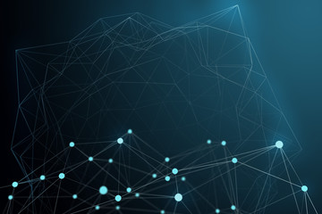Technological connection futuristic shape, white dot network, abstract backgroun
