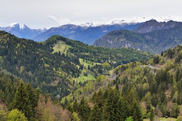 Fototapeta na wymiar Trails to Passo Tremalzo, Lago di Garda region, Italy, May 2017