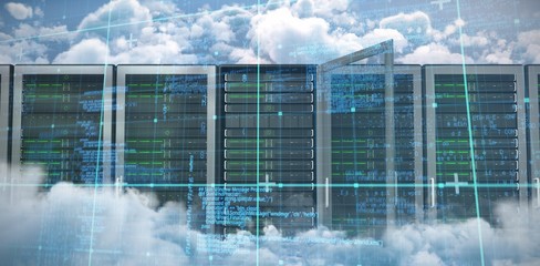 Composite image of blue matrix and codes