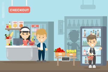 People at supermarket.