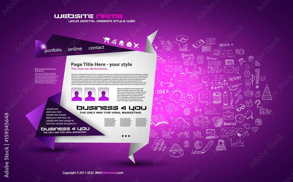 Poster modern style origami web template design with infographic design elements