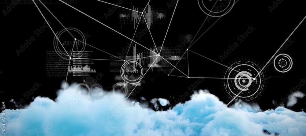 Poster composite image of digitally generated image of fluffy clouds