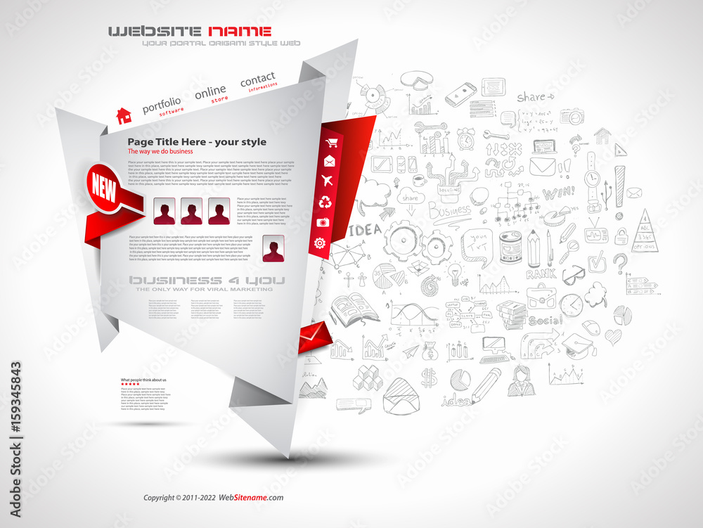 Poster modern style origami web template design with infographic design elements