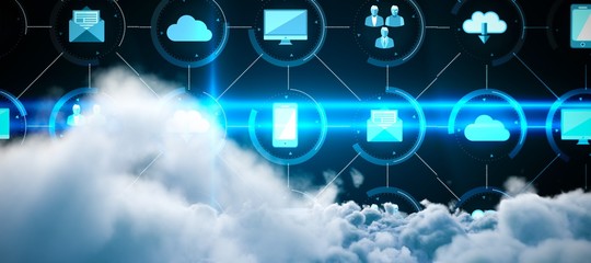 Composite image of digitally generated image of storm clouds 