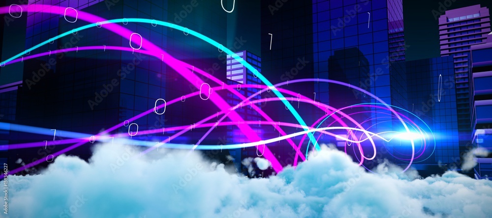Poster composite image of digitally generated image of fluffy clouds