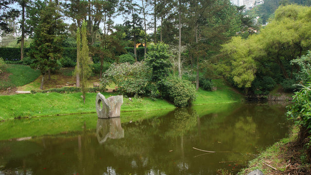 View of the lagoon inside the Guapulo Park near the city of Quito