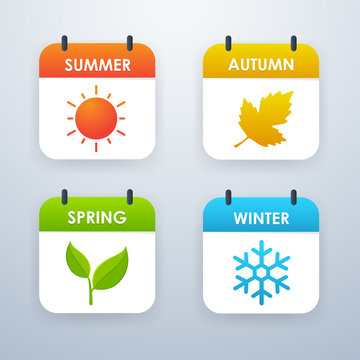 Season icon design Summer, Spring, Autumn, Winter. Vector illustration.