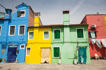 Colorful houses of Burano island / small village near the Venice