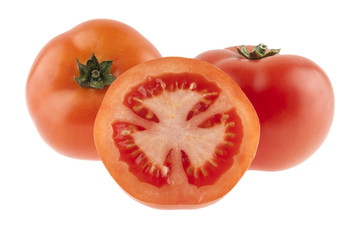 Red tomato isolated on white background