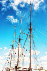 Masts of a wooden Sailing ship in Helsinki, Finland