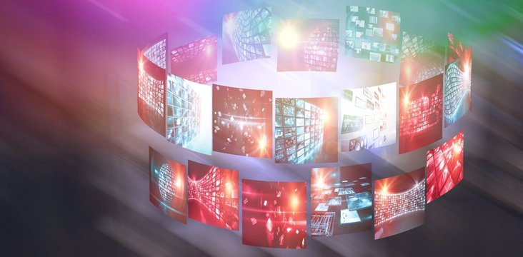 Composite image of illustration of various device screens