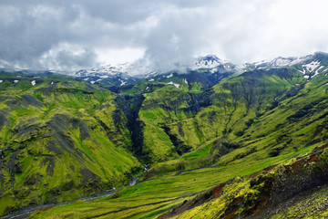 Obraz premium Above the oldest pool in Iceland - Seljavallalaug