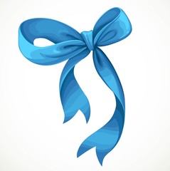 Vector illustration of blue satin ribbon bow isolated on white background