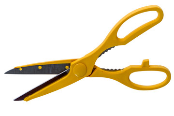 Kitchen scissors of yellow plastic