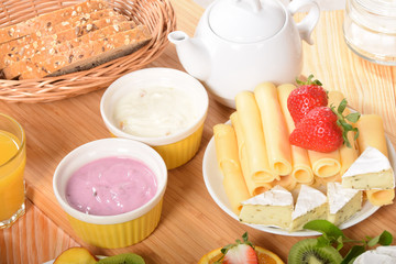 Two yogurt berry and peach for a healthy breakfast