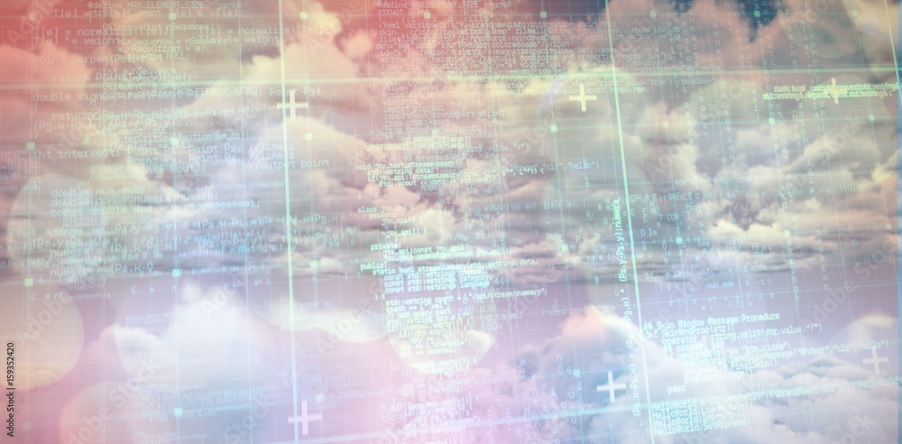 Poster composite image of blue matrix and codes