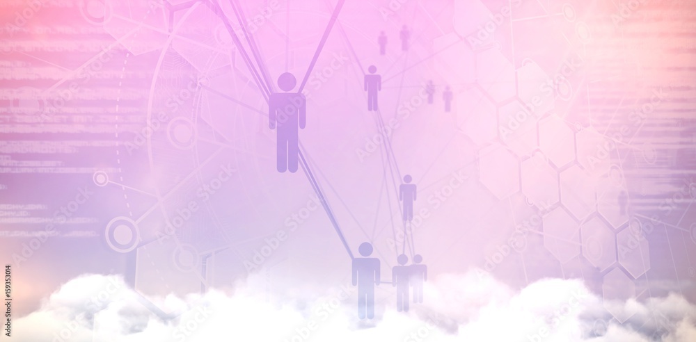 Poster composite image of people icons and binary codes