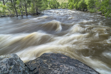 spring runoff of Poudre River in Colorado