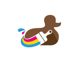 Paint Duck Logo Template Design Vector, Emblem, Design Concept, Creative Symbol, Icon