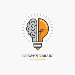 Logo with a half of light bulb and brain - 159353690