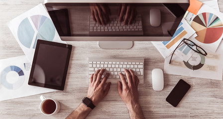 Handsome businessman working