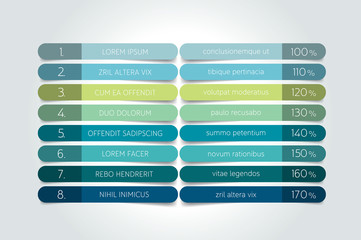 Obraz premium Table, schedule design template with 8 row. Vector banner.