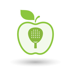 Isolated apple with  a paddle racket
