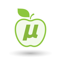 Isolated apple with  a micro sign, mu greek letter