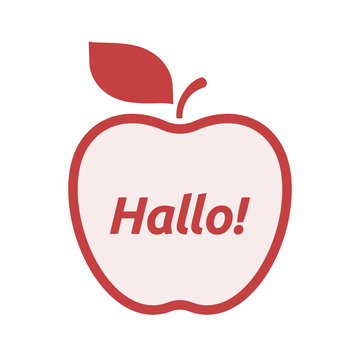 Isolated apple with  the text Hello! in the German language