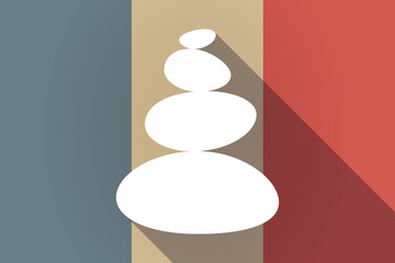 Long shadow France flag with  a stacked zen stones