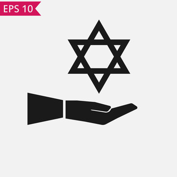 Star of david in hand icon Vector.