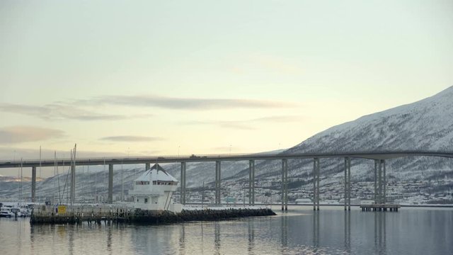 Troms&oslash;brua in Troms&oslash;, Norway, pier