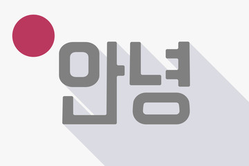 Long shadow Japan flag with  the text Hello in the Korean  language