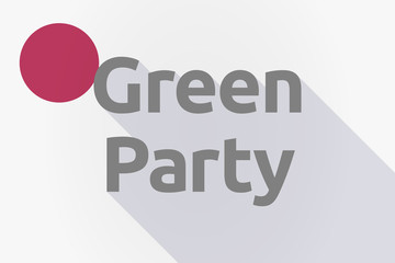 Long shadow Japan flag with  the text Green Party