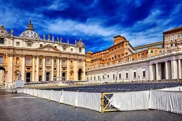 Fototapeta na wymiar Amazing panorama Saint Peter Square and Saint Peter Basilica at 