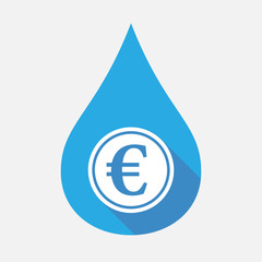 Isolated water drop with  an euro coin