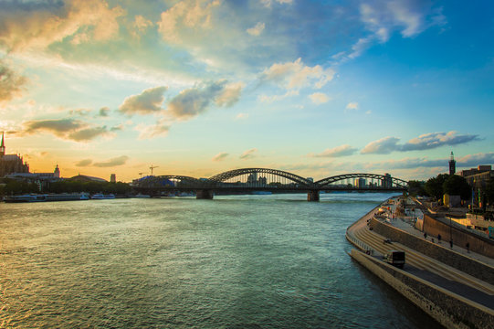 Cologne at sunset on a day in summer