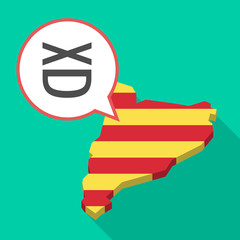 Long shadow Catalonia map with   a laughing text face