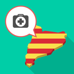 Long shadow Catalonia map with  a first aid kit icon