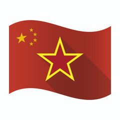 Waving China flag with  the red star of communism icon