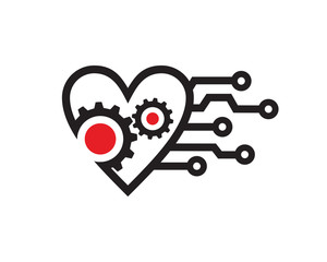 Love Machine Logo Template Design Vector, Emblem, Design Concept, Creative Symbol, Icon